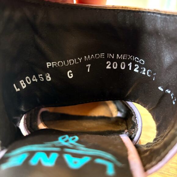 Lane Lavender Leather Western Cut-Out Booties Women’s Size 7 Embroidered Cowgirl - Picture 10 of 11